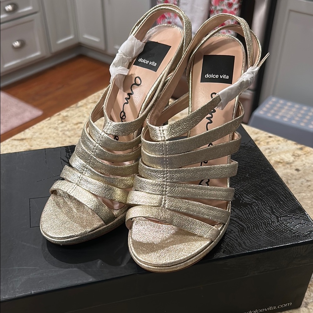 Dolce Vita Gold Heels with Metallic Accents